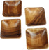 Acacia Handmade Wood Carved Plates - Set of 4 Calabash Bowls Size 4" (Square)...