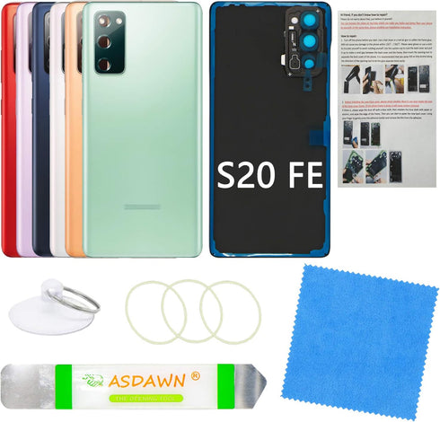Galaxy S20 FE Rear Glass Replacement Back Cover w/Pre-Installed Camera Lens + All The Adhesive + Installation Manual + Tools for Samsung Galaxy S2...