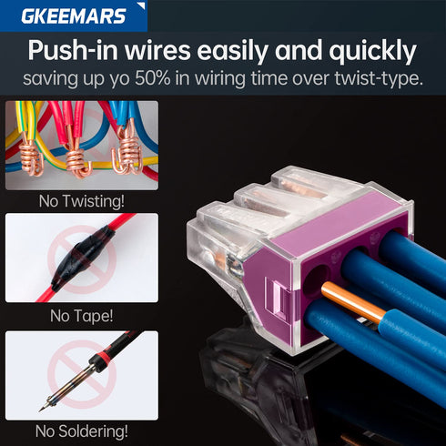 GKEEMARS 58 Pcs Push-in Wire Connector 773 2/4/ 6/8 Port Conductor Assortment Pack for Junction Box...