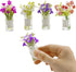 Miniature Flowers with Vase Dollhouse Glass Vase 1:6 Scale Mini Flower in Vase,Flower in Tall Glass Vase(Set of 4)...