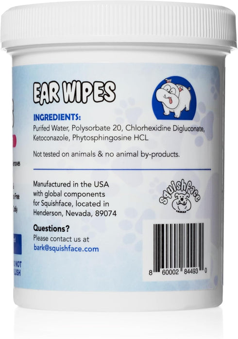 Squishface Dog Ear Relief Individual Finger Sheath Wipes – Non-Allergenic Ingredients & Irritation-Reducing Formula Cleans & Deodorizes, Helps Pre...