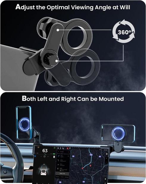 Tesla Phone Mount,?Strongest Magnet Power? Tesla Model 3/Y Accessories for Tesla Screen Phone Mount, Tesla Phone Holder Can be Adjusted 360° for i...
