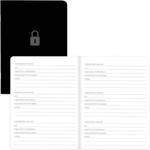 Blueline Password Notebook, Flexible Cover, Black, 5" x 3.5", 64 Pages (A007.81)...