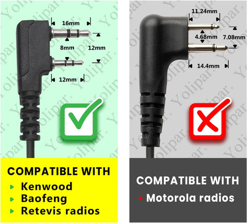 Earpiece Surveillance Kit Compatible with BaoFeng, BTECH, Kenwood Walkie Talkie with PTT Mic Headset Accessories (D-Shaped)...