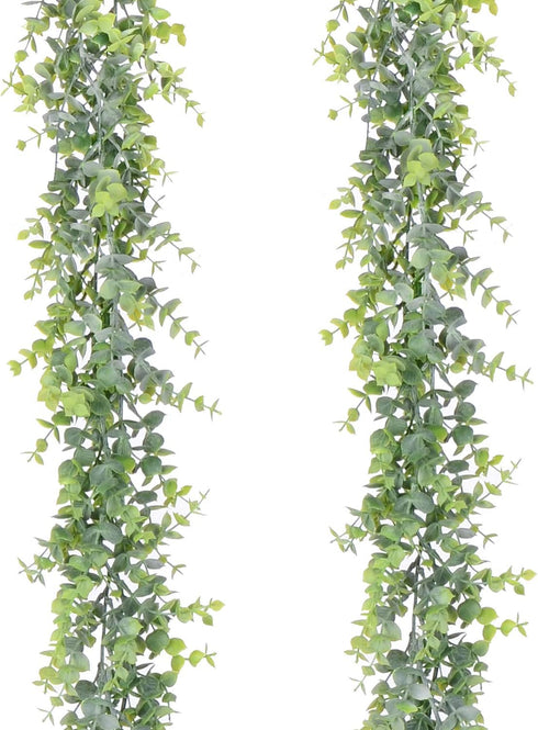 Artificial Vines Faux Eucalyptus Garland, Artiflr 2 Pack Fake Eucalyptus Greenery Garland Wedding Backdrop Arch Wall Decor, 6 Feet/pcs Fake Hangin...