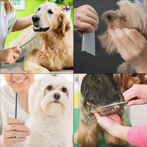 Dog Combs, Stainless Steel Pet Grooming Comb with Rounded Ends, Metal Pet Comb for Removing Tangles and Knots of Dogs, Cats and other Pets....
