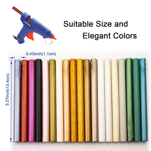 Wax Seal Sticks, Ioggtser 16 Pieces Glue Gun Wax Seal Sticks for Wax Seal Stamp, Sealing Wax Sticks for Making Exquisite Wax Seals for Wedding Inv...