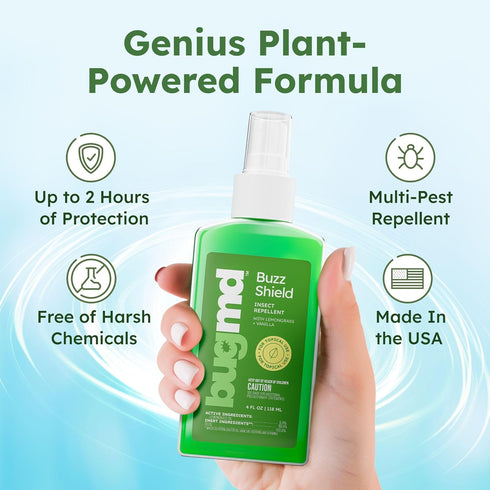 BugMD Buzz Shield (1-Pack) - Mosquito Repellent Outdoor Spray for Body, Insect Repellent, Tick Repellent for People, DEET Free Bug Spray, Mosquito...
