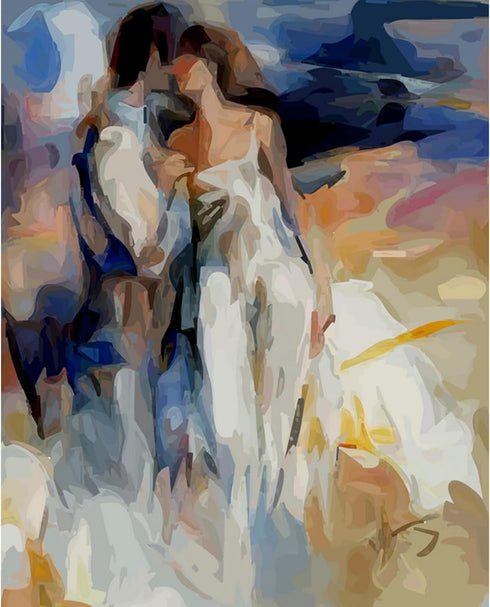 Tucocoo Lovers Kiss Paint by Number for Adults Beginner, DIY Digital Oil Painting Kits on Canvas with Brushes and Acrylic Pigment Abstract Style C...