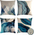 Waterproof Outdoor Pillow Covers 18 X 18 Inch Set of 4, Decorative Blue Grey Throw Pillow Cases, Water Resistant Marble Abstract Square Cushion Co...