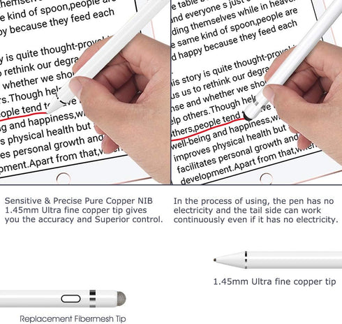 KECOW Replacement Magnetic Caps Active iPhone Stylus Pen, 2 Mesh Tip Caps (White)...