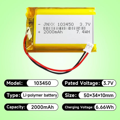 103450 3.7v 2000mah Lipo Polymer Lithium Rechargeable Battery for Can Replace 103454 963450 Lipo Battery...