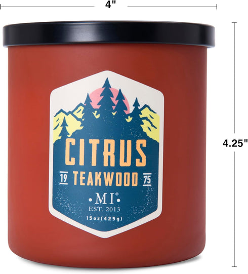 Manly Indulgence Citrus Teakwood Scented Candles for Men, 2 Wick, 15 oz Premium Soy Blend Wax, 60H Burn, Candles for Home Scented – Made in The US...