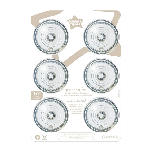 Tommee Tippee Natural Start Baby Bottle Nipples, Fast Flow, 6+ Months, Breast-Like for a Natural Latch, Anti-colic Valve, Soft Silicone, Pack of 6...