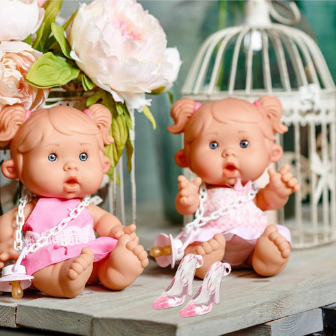 72Pcs Mini Doll Shoes Crystal High Heel Shoe Doll House Princess Decorations (Pink)...