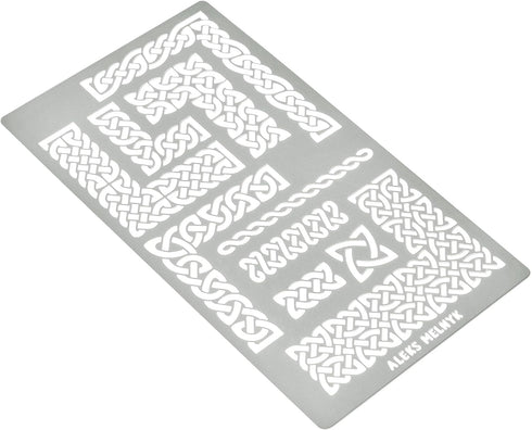 Aleks Melnyk No.36 Small Border Stencils for Bullet Journaling, Greek Key Stencils, Celtic Knot, Ornate Viking Stencils, Steel Journal Stencils, M...