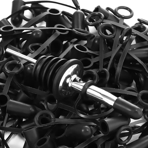 Zopeal 100 Pieces Pourers Dust Caps Black Pourers Covers with Loop Hooded Olive Oil Liquor Bottle Pour Spout Covers Rubber Caps (Not Include the S...