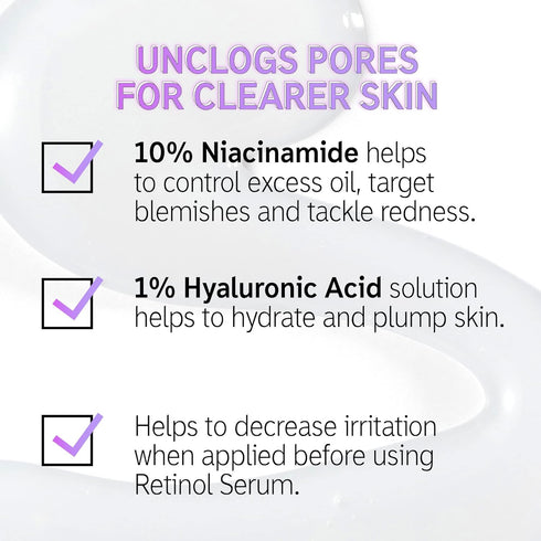 The INKEY List 10% Niacinamide Serum, Lightweight Oil Control Serum Helps with Blemishes and Appearance of Redness, Hydrating 1% Hyaluronic Acid 3...