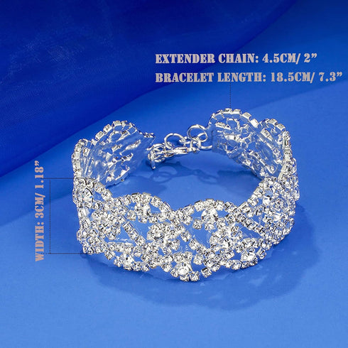 EIELO 6 Pcs Rhinestone Stretch Bracelet for Women Sparkly Clear Crystal Wedding Bridal Bridesmaid Stretch Bracelet Jewelry Stackable Elastic Pearl...