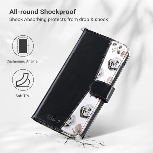 ULAK Compatible with iPhone 13 Pro Wallet Case for Women, Premium PU Leather Flip Cover with Card Holders, Kickstand Feature Folio Purse Case for ...