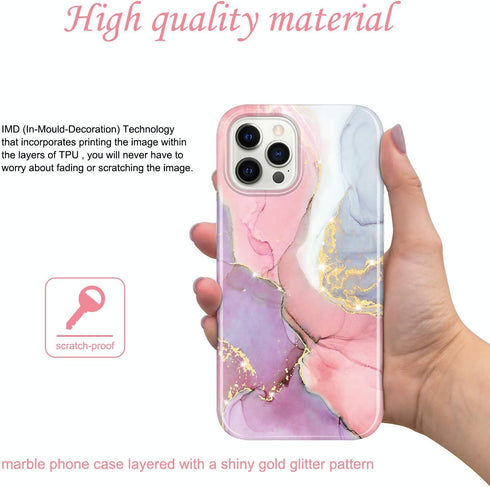 JIAXIUFEN Gold Sparkle Glitter Case Compatible with iPhone 12 and iPhone 12 Pro Marble Slim Shockproof TPU Soft Rubber Silicone Cover Phone Case 6...