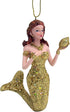 Mermaid Christmas Ornament, Glittery Holiday Decoration, Nautical Theme, 4.5 Inches (Gold Tone Mermaid)...