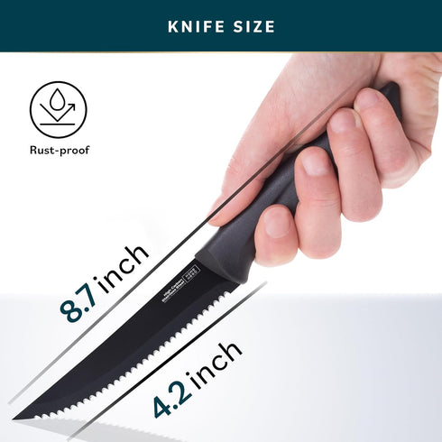 Home Hero Steak Knives, Razor-Sharp Steak Knives Set, High-Carbon Stainless Steel Steak Knife Set, Ergonomic Handles Serrated Steak Knives for Pre...