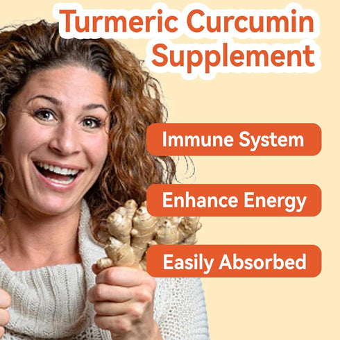 Turmeric Curcumin Gummies 500mg, with Turmeric Root Extract, Ginger Root, Black Pepper Extract, Antioxidant Support, Orange Flavor Gummies, 60 Cou...