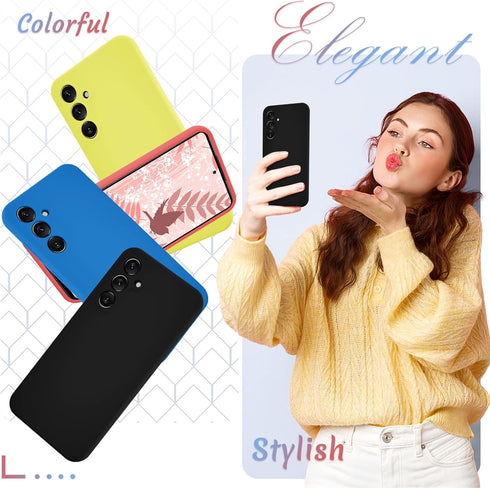 for Samsung Galaxy S24 Case, Silicone Phone Case with 1 Screen Protector, Soft Anti-Scratch Microfiber Lining, Full Body Shockproof Slim Cover Sup...