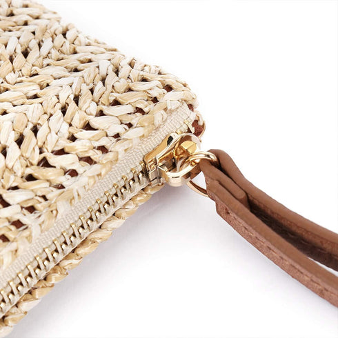 FENICAL Straw Clutch Bag Bohemian Zipper Wristlet Summer Beach Handbag for Women Girls...