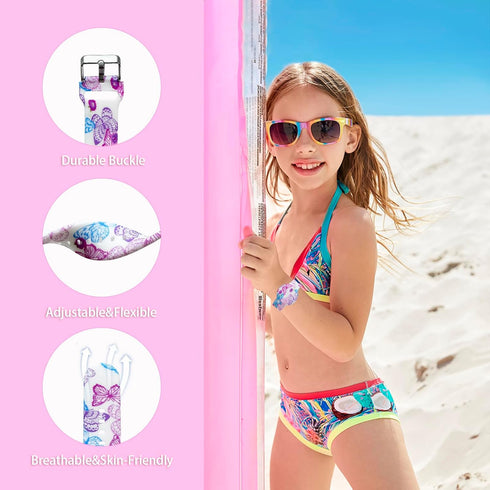 Waterproof AirTag Bracelet for Kids, Soft Silicone Air Tag Hidden Holder Case Compatible with Apple Airtag, Adjustable Anti-Lost Printed Strap Gps...