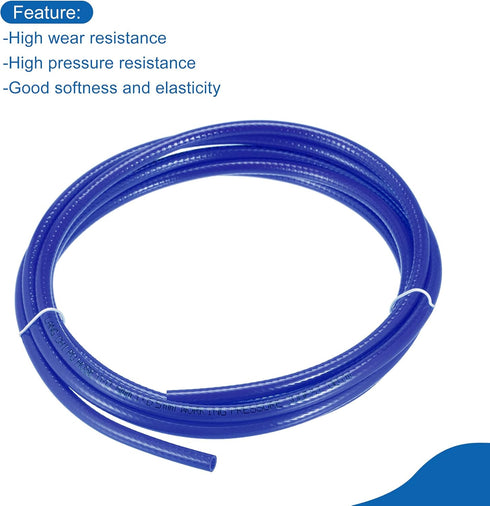 MECCANIXITY Pneumatic Air Hose PU Braid Tube 5mm(3/16'') IDx8mm(5/16'') ODx9.84Ft Blue for Air Compressor, Liquid Convey...
