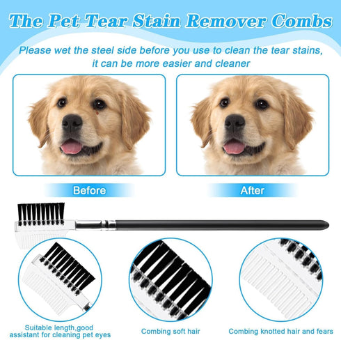6 Pieces Dog Eye Combs Tear Stain Removal Combs Pets Grooming Combs Kit Flea Comb for Small Dogs Removing Knots Crust Mucus...