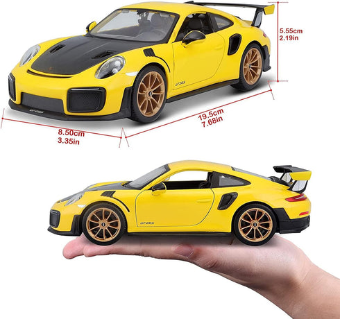 Maisto Porsche 911 GT2 RS Yellow with Carbon Hood and Gold Wheels Special Edition 1/24 Diecast Model Car...