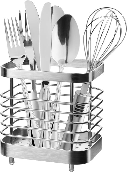Utensil Holder, Stainless Steel Utensil Drying Rack with Detachable Base, Dish Drainer for Kitchen Counter, Silverware Cutlery Flatware Holder For...