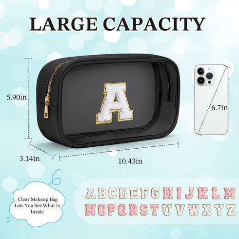 Initial Clear Make Up Bag Travel Toiletry Bag Clear Makeup Bag Cosmetic Travel Beach Toiletry Bag Car Organizer Essentials for Women Men | Gifts f...