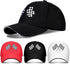 3 Pieces Baseball Cap for Men Women Checkered Flags Race Car Flag Adjustable Washable Trucker Hat Embroidery Unisex Dad Hat Sports Cap, White, Red...