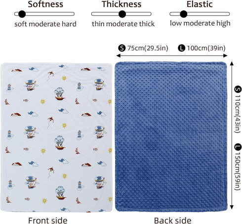 Baby Blankets for Unisex Boys Girls, Silky Micro Soft Plush Minky Blankets with Print Animal Pattern and Soothing Dots Double Layer Newborn Bed Th...