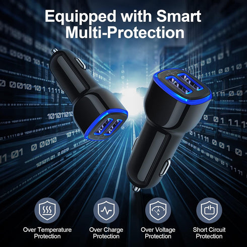 Android Phone Car Charger 12 Volt USB Outlet Car Adapter Plug, Dual 2.4A Cigarette Lighter USB Charger for Samsung Galaxy A53 A13 A03S S22+ Ultra ...