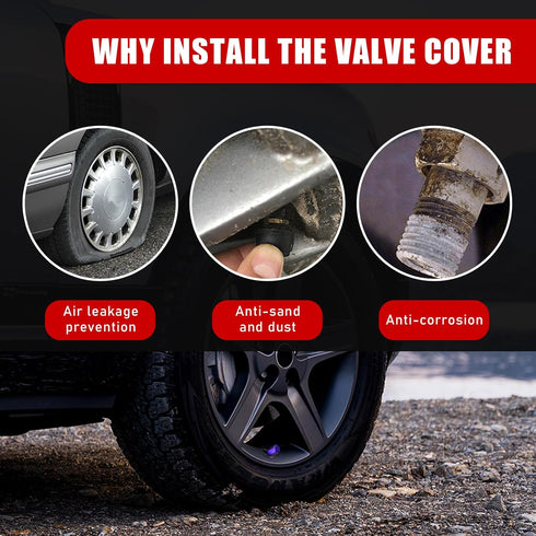 Zicine 8 PCS Car Tire Valve Stem Caps, Aluminum Alloy Wheel Valve Covers with Rubber O-Ring, Corrosion Resistant Leak-Proof Tire Air Cap Set, Univ...