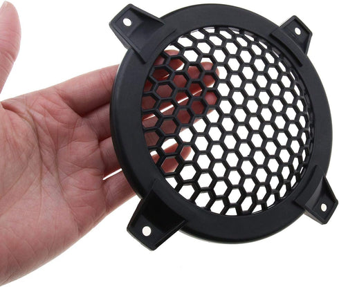 SING F LTD 4 Inch Car Speaker Grill Cover Guard Protector Plastic Mesh Protective Case Black Circle Subwoofer Net Covers Pack of 4...