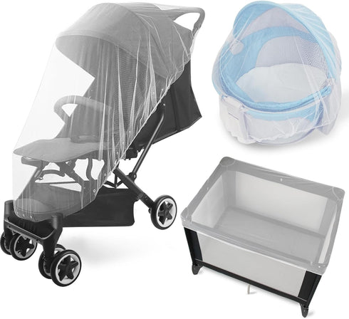 2 Pack Baby Mosquito Net for Stroller, Playard & Bassinet, Reusable Bug Net for Cradles, Carrier, Pack and Plays and Portable Mini Crib, Baby Play...