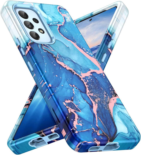 Hekodonk for Samsung Galaxy A53 5G Case,Heavy Duty Full Body Shockproof Drop Rugged Protection 3 in 1 TPU+PC Slim Marble Phone Case Dustproof Anti...