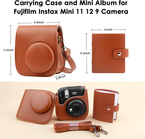 Protective Camera Case for Fujifilm Instax Mini 11 12 9 Instant Camera with Instax Mini Album, Photo Album for Fujifilm Instax Mini Camrea, PU Lea...