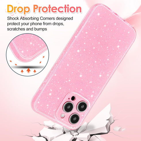 Hython Case for iPhone 15 Pro Case Glitter Cute Sparkly Shiny Bling Sparkle Phone Cases 6.1", Thin Slim Fit Soft TPU Bumper Shockproof Rubber Prot...