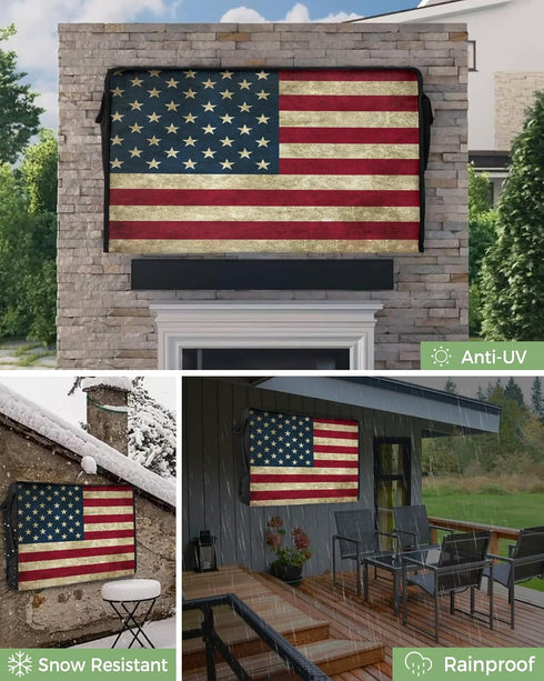 Outdoor TV Cover - American Flag Waterproof and Weatherproof 30"-32" LCD Movable Shield TV Display Screen Protector Outside Television Covers...