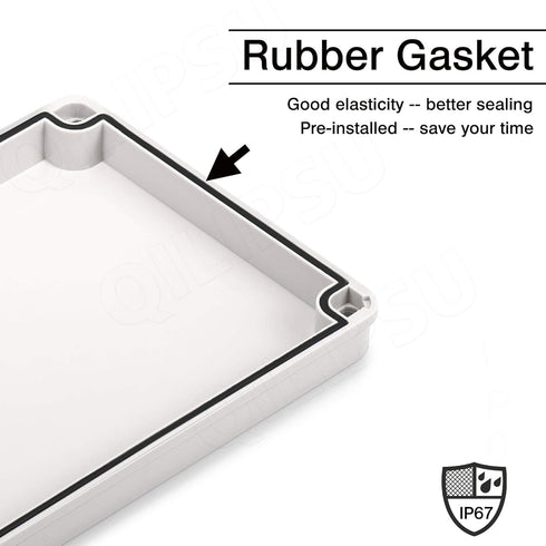 QILIPSU Junction Box with Mounting Plate 110x80x70mm, ABS Plastic DIY Electrical Project Case IP67 Waterproof Dustproof Enclosure Grey (4.3"x3.1"x...