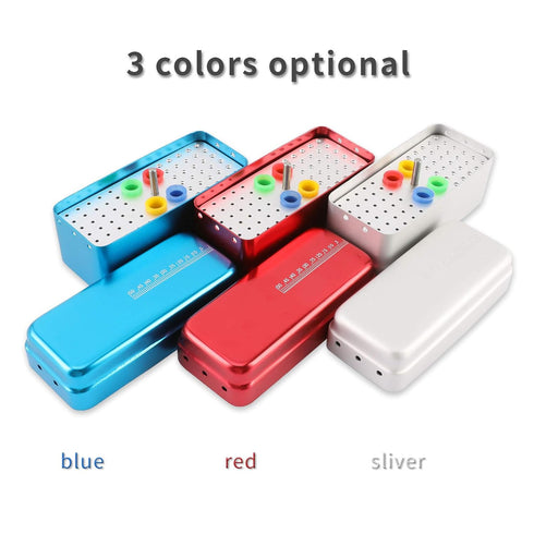 Annhua 60 Holes Dental Bur Blocks with Measurable Cover Autoclavable, Aluminum Burs Case Organizer Disinfection Holder Box for Dental Lab, Dentist...