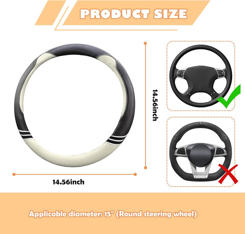 15 Inch Car Steering Wheel Cover with Anti-Slip Lining,Cute & Stylish Car Wheel Cover Car Decorations for All Seasons,PVC Leather Steering Wheel C...