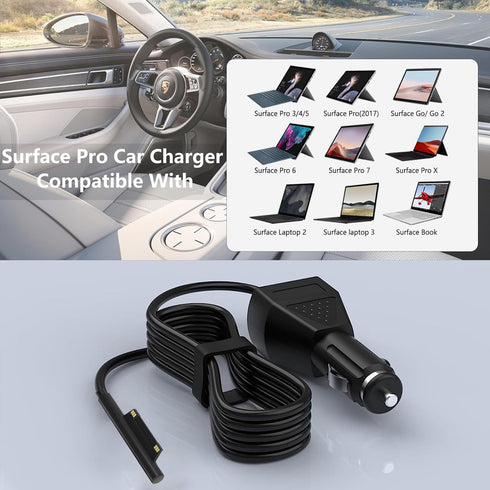Surface Pro Car Charger 15V2.58A Surface Car Adapter for Microsoft Surface Pro 3/Pro 4/Pro 5/Pro 6/ Pro 7/Pro X Tablet, Surface Book, Surface Go, ...